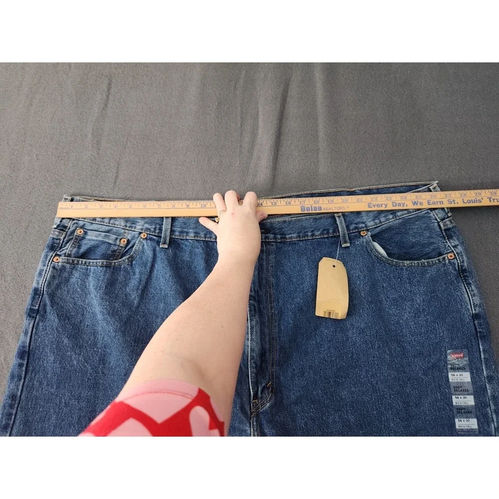 Levis 550 Jeans Mens 56x30 Blue Relaxed Fit Tapered Leg Big Tall Denim Pants NEW